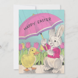 Cartão De Festividades Felz pascoa de Vintage Bunny Floral