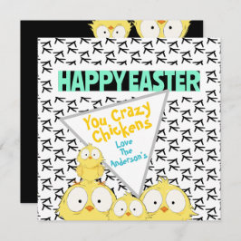 Cartão De Festividades "Felz pascoa" Divertido, Seus Galinhas Loucos |