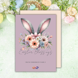 Cartão De Festividades Felz pascoa Floral Bunny Ears