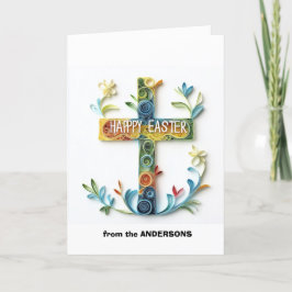 Cartão De Festividades Felz pascoa Floral Cross i