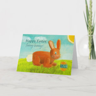Cartão De Festividades felz pascoa Funny Bunny Egeu Meadow Primavera