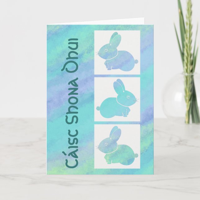 Cartão De Festividades Felz pascoa Irlandês Bunny (Frente)