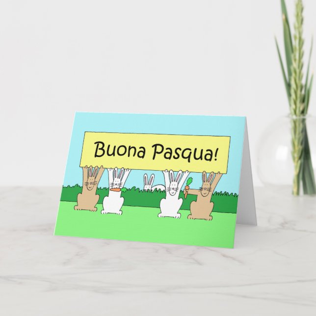 Cartão De Festividades Felz pascoa Italiano Buona Pasqua Bunnies (Frente)