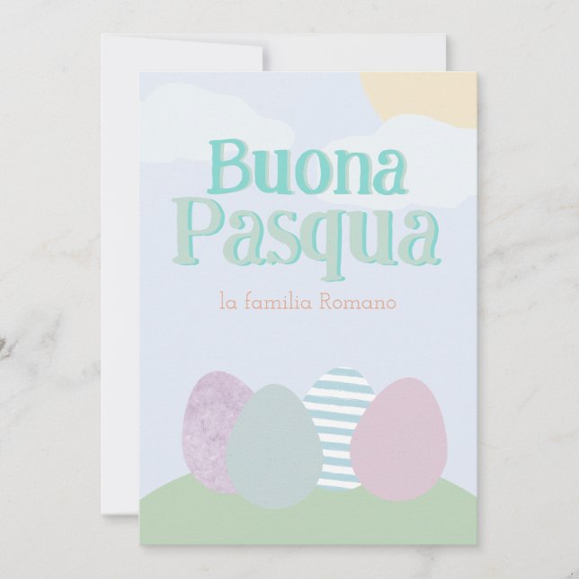 Cartão De Festividades Felz pascoa italiano Buona Pasqua Pastel (Frente)