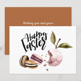 Cartão De Festividades Felz pascoa | Macarões e Primavera mínima Fruta