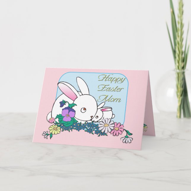 Cartão De Festividades Felz pascoa Mãe (Frente)