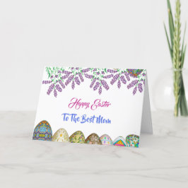 Cartão De Festividades Felz pascoa Mãe Púrpura Lilac Floral Ovo Personali