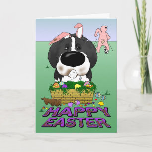 Cartão De Festividades Felz pascoa Naughty Newfie (Landseer)