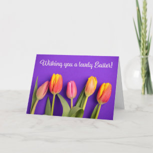 Cartão De Festividades Felz pascoa para todas as lindas tulipas em roxo
