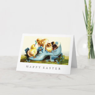 Cartão De Festividades Felz pascoa. Páscoa de Pintinhos Vintage