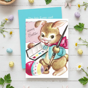 Cartão De Festividades Felz pascoa Personalizado Da Pintura Do Vintage Re