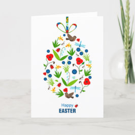 Cartão De Festividades Felz pascoa Primavera de Pupa Flores Damybugs Ave