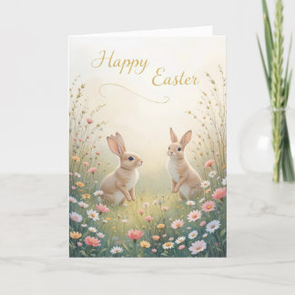 Cartão De Festividades Felz pascoa Rustic Primavera Bunnies