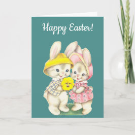 Cartão De Festividades Felz pascoa. "Vintage Bunnies".