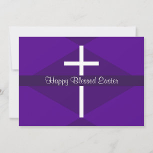 Cartão De Festividades Felz pascoa White Cross Purple Christian