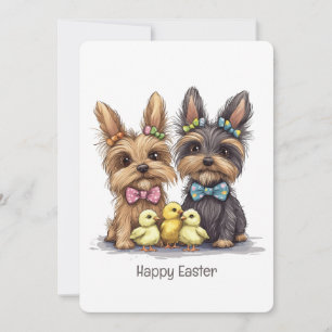 Cartão De Festividades Felz pascoa Yorkshire Terrier Dogs