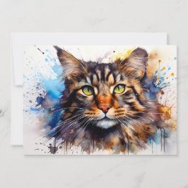 Cartão De Festividades Feral Maine Coon