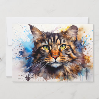 Cartão De Festividades Feral Maine Coon
