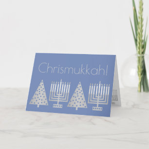Cartão De Festividades Feriado Azul Chrismukkah Silver Adicionar Sua Foto