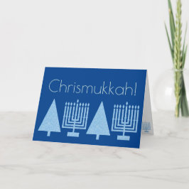 Cartão De Festividades Feriado Azul Claro Chrismukkah Adicionar Sua Foto