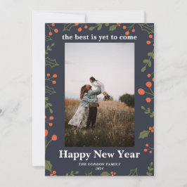 Cartão De Festividades Feriado Botânico de Ano Novo Holly Moderno