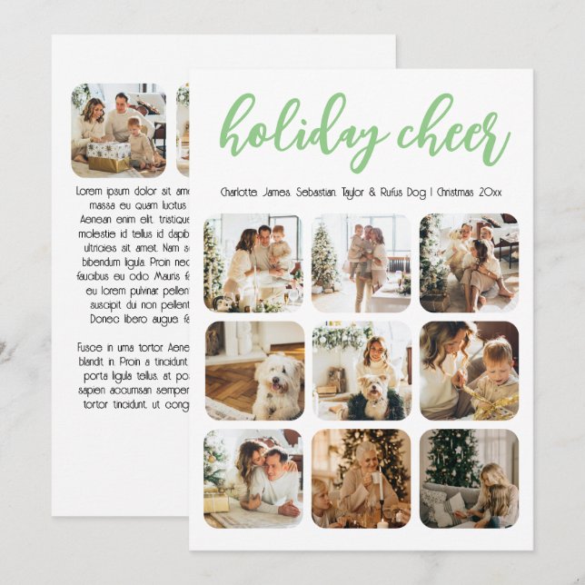 Cartão De Festividades Feriado Cheer 12 Foto Natal Personalizada (Frente/Verso)