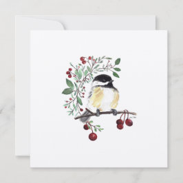 Cartão De Festividades Feriado Chickadee Songbird Aquarela Arte Fina