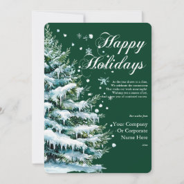 Cartão De Festividades Feriado Corporativo Evergreen Watercolor Elegante