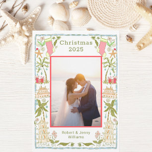 Cartão De Festividades Feriado Costeiro de Natal com Fronteira de Beachy