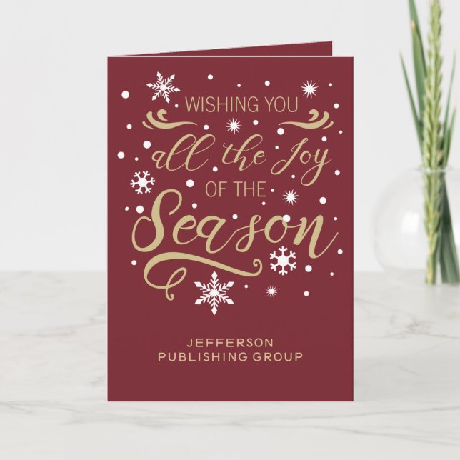 Cartão De Festividades Feriado da Empresa Moderna Elegante Vermelha e Dou (Frente)