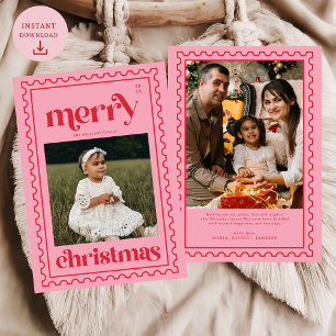 Cartão De Festividades Feriado da Família de Fotos do Carimbo de Natal Me