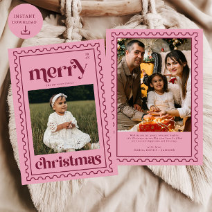 Cartão De Festividades Feriado da Família de Fotos do Carimbo de Natal Me