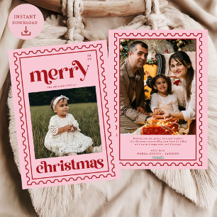 Cartão De Festividades Feriado da Família de Fotos do Carimbo de Natal Me