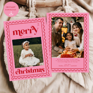 Cartão De Festividades Feriado da Família de Fotos do Carimbo de Natal Me