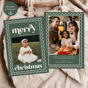 Cartão De Festividades Feriado da Família de Fotos do Carimbo de Natal Me