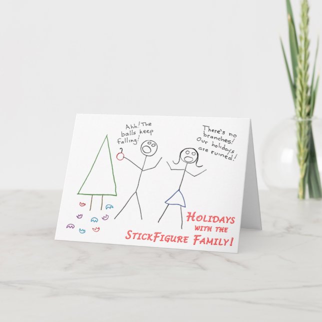 Cartão De Festividades Feriado da família de StickFigure (Frente)