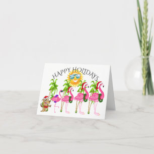 Cartão De Festividades Feriado da família Flamingo rosaZforDayz
