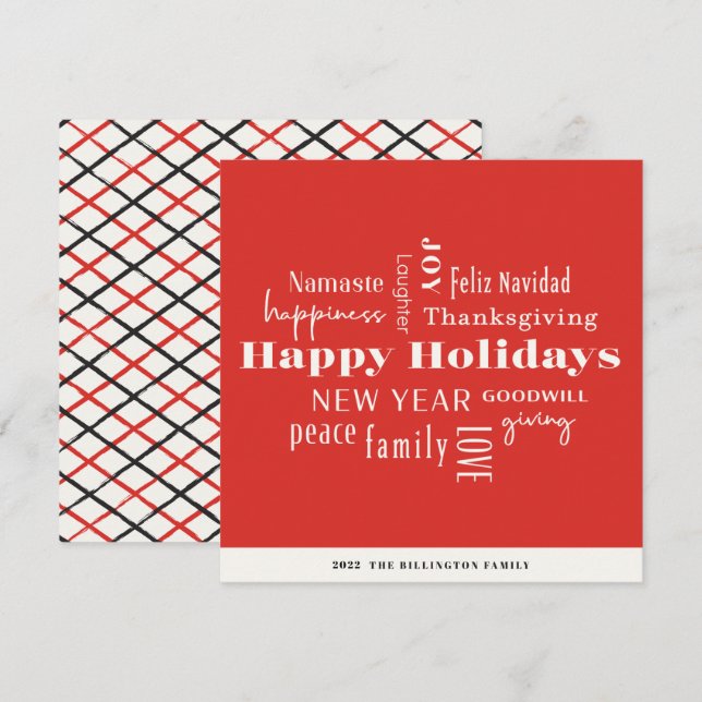 Cartão De Festividades Feriado de Ano Novo Muitas saudações Red Square (Frente/Verso)