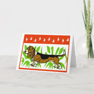 Cartão De Festividades Feriado de Caça-Basset