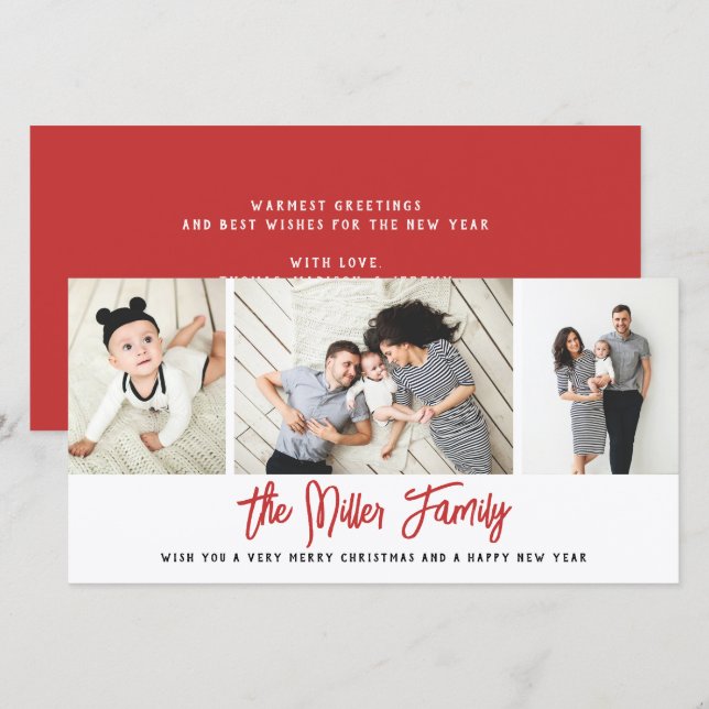 Cartão De Festividades Feriado de Colagem de Fotografias do Nome Personal (Frente/Verso)