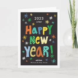 Cartão De Festividades Feriado de Feliz ano novo de diversão colorida