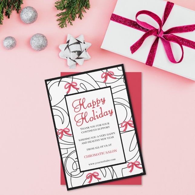 Cartão De Festividades Feriado de Fita de Fita da Linha de Abstrato Branc (Criador carregado)