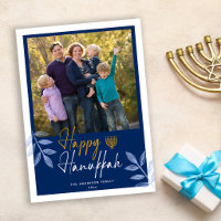 Feriado de Foto Azul Feliz Hanukkah Escuro