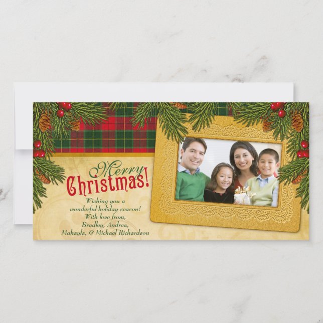 Cartão De Festividades Feriado de Fotografia da Família de Xadrezes de Na (Frente)