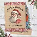 Cartão De Festividades Feriado de Fotografia de Santa Claus para natais v<br><div class="desc">Celebre a magia do Natal com o nosso cartão de Natal Vintage Santa Claus. O Cartão de Natal é adorado com uma ilustração do Feliz Pai Natal, num fundo de papel kraft com a sua foto no verso. O trabalho de arte inspirado na vintage irá adicionar um toque de calor...</div>