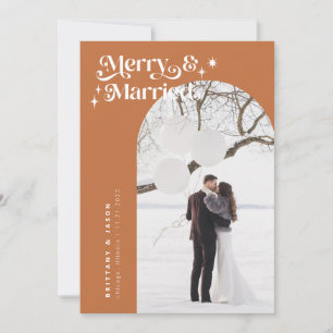 Cartão De Festividades Feriado de Fotografias Retro Terracotta e Feliz Ca