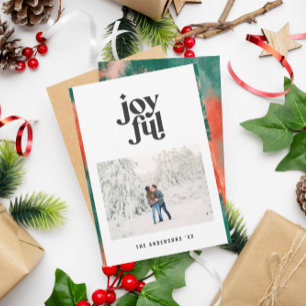 Cartão De Festividades feriado de fotos alegre, abstrato verde e vermelho