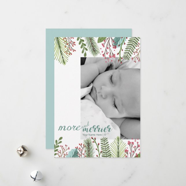 Cartão De Festividades Feriado de Fotos Moderno Mais e Mais Merrier (Frente/Verso In Situ)