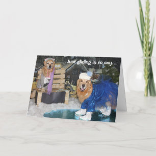 Cartão De Festividades Feriado De Ice De Retriever De ouro