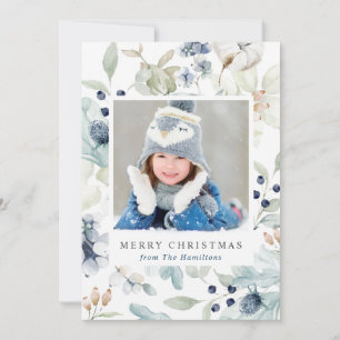 Cartão De Festividades Feriado de inverno com foto da família
